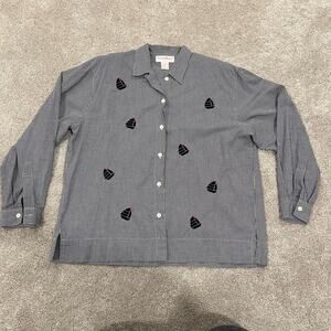 Carroll‎ Reed Cotton Gingham Structured Shoulder Button Down Boat Detail Large